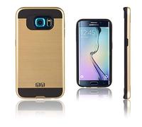 Lilware Armor Slim Fit Hard Plastic Rugged Case Dual Layer Cover for Samsung Galaxy S6 edge SM-G925F. Gold/Black