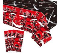 Lilwemen 3 Pieces Ninja Birthday Party Tablecloth Decorations, Ninjas Theme Party Tablecovers, Ninjas Party Supplies, Ninjas Warrior Master Table Cover for Boys Girls Kids Baby Shower Karate Party