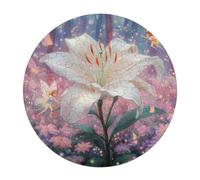 Lily 120 Piece Round Puzzle Flowers Plants Trees Animal Shape Large Format Challenging Puzzle Decorative Finish Home Wall Art Ready Stress Relief Challenging 120 PCS
