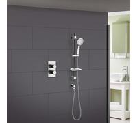 Lily 2 Dial 1 Way Round Concealed Thermostatic Mixer Valve, Slider Rail & 3 Mode Handset Chrome