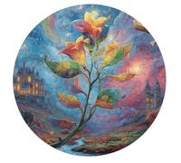 Lily 68 Piece Circular Puzzle Flowers Plants Trees Animal Shape Premium Challenging Puzzle Decorative Finish Home Decor Gift Idea Relaxing Activity 68 PCS