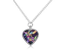 Lily And Dragonfly Locket Urn Necklace Cremation Jewelry | Pet Cremation Necklaces For Ashes,Heart Pendant Memorial Jewelry