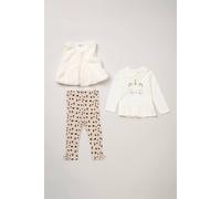 Lily And Jack Fur Gilet, Top And Legging Outfit Set In Cream Cream 12 m