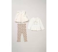 Lily And Jack Fur Gilet, Top And Legging Outfit Set In Cream Cream
