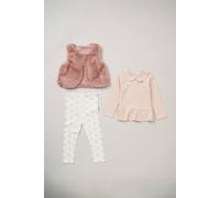 Lily And Jack Fur Gilet, Top And Legging Outfit Set In Light Beige Light Beige 2 Years