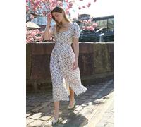 Lily and Lionel April Button Front Floral Print Midi Dress In Multi - 12