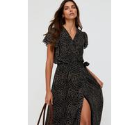 Lily And Lionel Devina Ruffle Detail Zebra Print Maxi Dress In Black Black