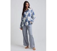 Lily and Lionel Evie Long Sleeve Aster Patchwork Print Pyjama Set In Blue - S
