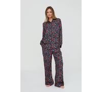 Lily And Lionel Evie Long Sleeve Deep Moon Floral Print Pyjama Set In Black Black S