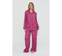 Lily And Lionel Evie Long Sleeve Leopard Print Pyjama Set In Pink Pink L