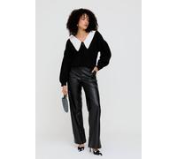Lily And Lionel Gaia Wide Leg Leather Trouser In Black Black 14
