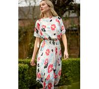 Lily and Lionel Galaxy Cowl Neck Poppy Print Midi Dress In Multi - 14