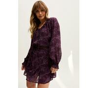 Lily and Lionel Henrietta Floral Print Button Down Mini Dress In Purple - 16