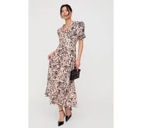 Lily And Lionel Julia Button Down Snakeskin Print Maxi Dress In Brown In Pale Pink Pale Pink 12