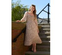 Lily and Lionel Lauren Shirred Bodice Banana Print Maxi Dress In Brown - 8