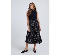 Lily and Lionel Mila Side Slit Daisy Print Midi Skirt In Black - 8