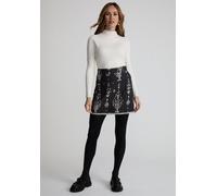Lily and Lionel Nala Quilted Floral Print Mini Skirt In Black - M