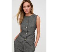 Lily And Lionel Pandora Tailored Herringbone Print Waistcoat In Grey Grey 10