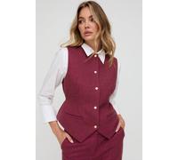 Lily And Lionel Pandora Tailored Herringbone Print Waistcoat In Pink In Raspberry Raspberry 12