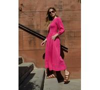 Lily and Lionel Paulina Shirred Bodice Midi Dress In Pink - 10