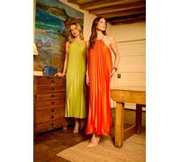 Lily and Lionel Philomena Halter Neck Pleated Maxi Dress In Orange - 16