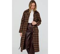 Lily And Lionel Pia Tailored Check Print Coat In Brown Brown L