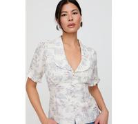 Lily And Lionel Rachel Vintage Inspired Short Sleeve Josephine Print Shirt In Cream In Ecru Ecru 16