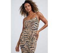 Lily and Lionel Roxy Spaghetti Strap Tiger Maxi Dress In Brown - 8