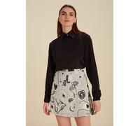 Lily and Lionel Sadie Flare Spellbound Print Mini Skirt In Black - 8
