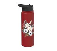 Lily Anemone Floral Bouquet Stainless Steel Insulated Water Bottle