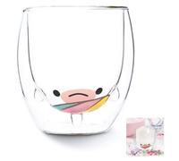 Lily Anne Boutique Cute Glass Drinking Cups - Cat, Duck, Dog, or Bear Double Wall Glass Cup - Use as a Glass Coffee Cup, Tea Cup, Cocktail Cup, or Milk Cup - Large 12.6oz Cups (Unicorn), 375ml