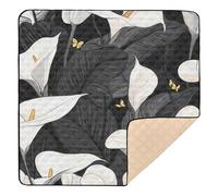 Lily Black Green Pattern Soft Padded Baby Playmat for Indoor Outdoor Non-Toxic Baby Kick Crawling Mat for Babies Infants Toddlers, 50'' x 50''