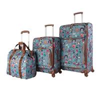 Lily Bloom Luggage 3 Piece Softside Spinner Suitcase Set Collection, Night Owl, Large (29.5 x 18.2 x 12.8 inches, 100L), Softshell Expandable Luggage Set With Spinner Wheels