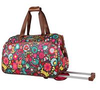 Lily Bloom Pattern 22 Inch Duffel Bag with 2-Rolling Wheels, Weekender Overnight Travel Lightweight Carry-On Suitcase For Women, Playful Garden, 22 inches