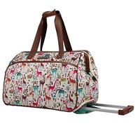 Lily Bloom Pattern 22 Inch Duffel Bag with 2-Rolling Wheels, Weekender Overnight Travel Lightweight Carry-On Suitcase For Women, Giraffe Park, 22 inches
