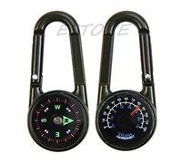 Lily Brown Outdoor Multifunctional Hiking Metal Carabiner Compass Thermometer Keychain Metal Carabiner Keychain