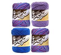 Lily Bulk Buy: Sugar 'n Cream Limited Edition 100% Cotton Yarn (Coordinated 4-Pack) (Jewels, Dazzle Blue, Hot Purple)4