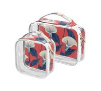 Lily Calla Red Flowers 2 Pack Clear Men Toiletry Bag TSA Approved Multifunctional Travel Cosmetic Bag Men’s Shaving kit