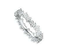 Lily Charmed - 925 Sterling Silver Forget Me Not Stacking Ring in Size N