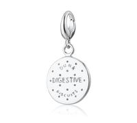 Lily Charmed Digestive Biscuit Charm Pendant in Sterling Silver Fun Cookie Jewellery for Bracelet, Dunk Biscuit Engraved Collectible Charm Gift for Women, Quirky British Food-Inspired Jewellery