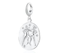 Lily Charmed Engraved Silver Gemini Zodiac Charm CSGEM - Distinctive Detail | - Sterling Silver