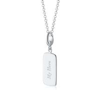 Lily Charmed Engraved Silver Tag Small Necklace VNSTWS-1 - Polished Quality | - Rhodium Plated / Sterling Silver
