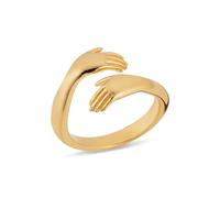 Lily Charmed 18ct Gold Plated Womens Sterling Silver Adjustable Couple Hug Ring. Designed in the UK