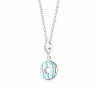 Lily Charmed Silver Party Ring Biscuit Necklace with Turquoise Enamel - Sterling Silver / Enamel