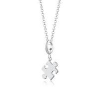 Lily Charmed Sterling Silver Jigsaw Puzzle Piece Charm Necklace with 40-45cm Silver Belcher Chain for Women. Designed in the UK