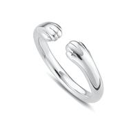 Lily Charmed Sterling Silver Open Paw Hug Ring for Women. Adjustable sizing designed in the UK