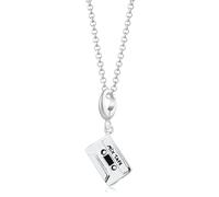 Lily Charmed Sterling Silver Vintage Cassette Tape Charm Necklace 40-45cm with Double sided Mix Tape inscirption. Designed in the UK