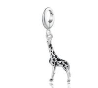 Lily Charmed - Wild Animal Charm in 925 Sterling Silver or 18ct Gold Plated | Clip-On Clasp | Compatible with Major Jewellery Brands | Designed in the UK (Sterling Silver Giraffe Charm)