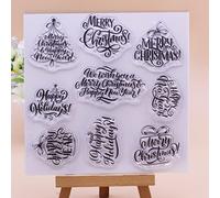 Lily Craft Linda Craft 1pc Merry Christmas Happy Holiday Words Sentiment Clear Stamps for Card Making Decoration and DIY Scrapbooking Transparent