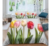 Lily Double Duvet Cover Sets Plant Patterns Bedding Set 3D Print Quilt Cover 200x200 cm Soft Microfiber Bed Sets with Zipper Closure and 2 Pillowcases y-1966